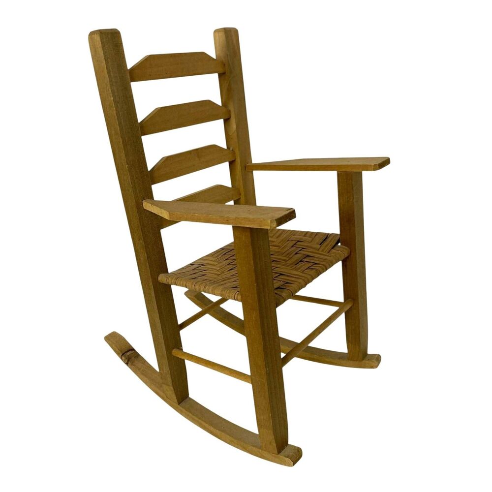 Wood Basketweave Doll Rocking Chair Play or Country Decor
